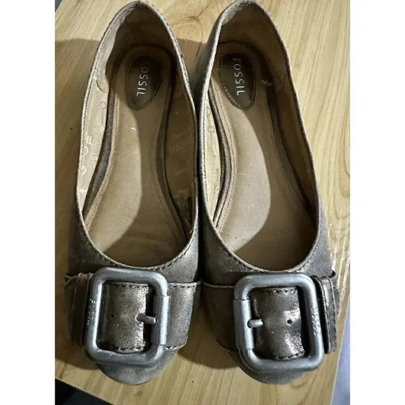 Fossil Womens Leather Signature Flat Metallic Comfort Loafer Slip on shoes 6.5 - Picture 3 of 6